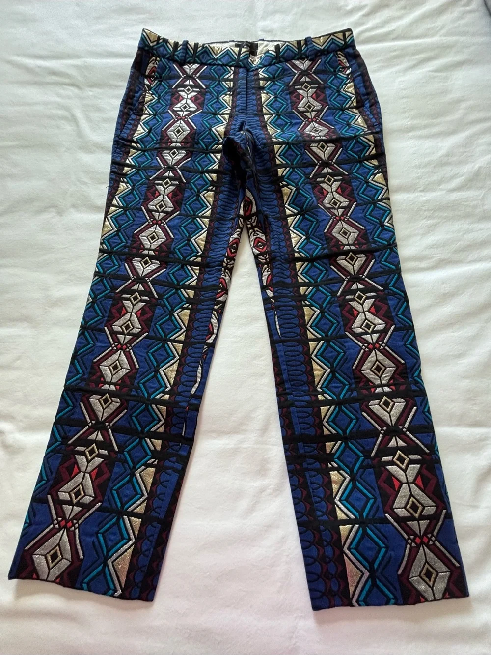 NWOT! RARE! J.Crew Maddie Geometric Jacquard Metallic Pant